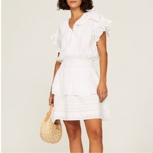 Lauren Ralph Lauren white lace boho tiered ruffle mini dress cottagecore NWT
